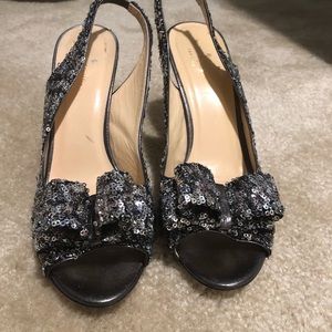 Kate Spade black glitter party heels